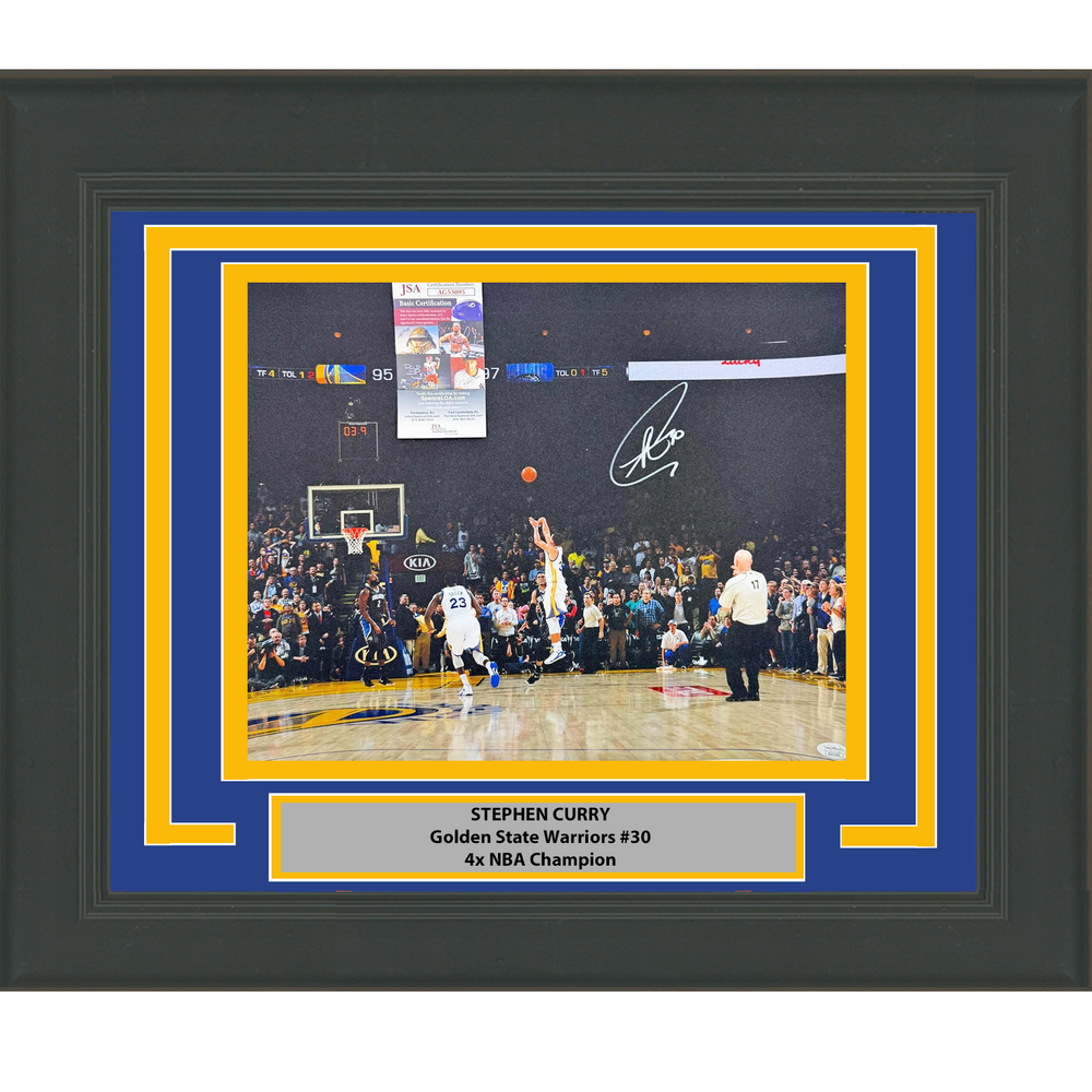 Framed Autographed/Signed Stephen Steph Curry Golden State Warriors 16x20 Basketball Photo JSA COA (ONLINE ORDER ONLY)