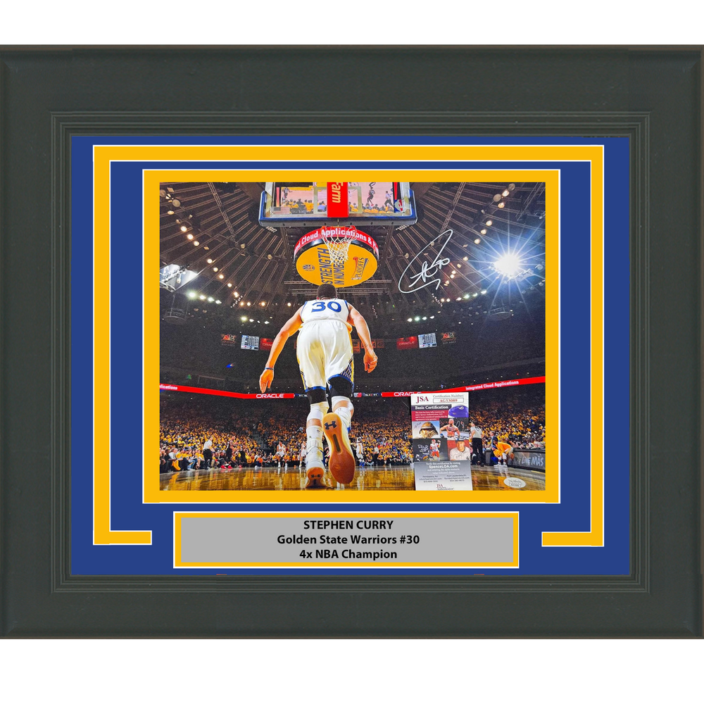 Framed Autographed/Signed Stephen Steph Curry Golden State Warriors 16x20 Basketball Photo JSA COA (ONLINE ORDER ONLY)
