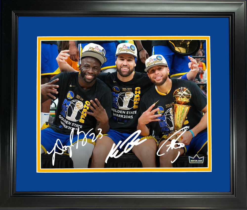Framed Stephen Curry, Klay Thompson & Draymond Green Big 3 Facsimile Laser Engraved Signature Auto 11"x14"Basketball Photo HOFSM Holo (ONLINE ORDER ONLY)