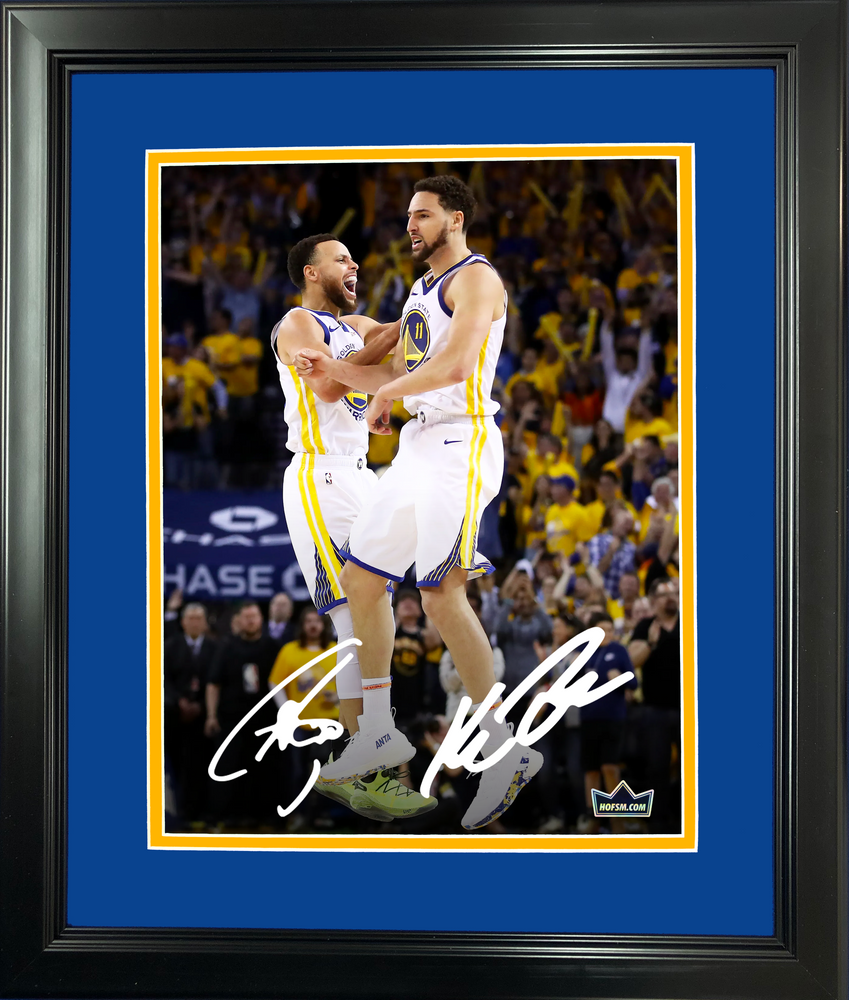 Framed Stephen Curry & Klay Thompson Dual Facsimile Laser Engraved Signature Auto 11"x14"Basketball Photo HOFSM Holo (ONLINE ORDER ONLY)