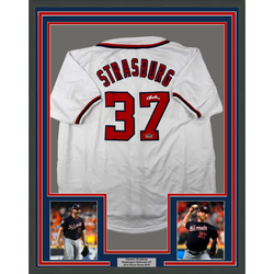 Framed Facsimile Autographed Stephen Strasburg 35x39 Washington White Reprint Laser Auto Baseball Jersey (ONLINE ORDER ONLY)