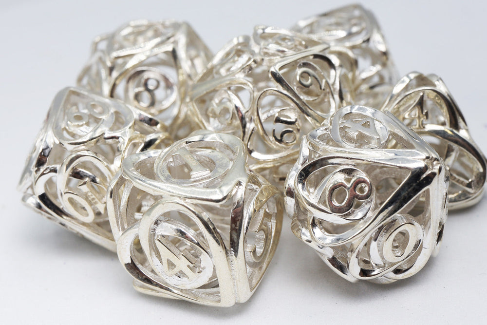 Hollow Hearts: Sterling Silver - Premium RPG Metal Dice Set (ONLINE ORDER ONLY)