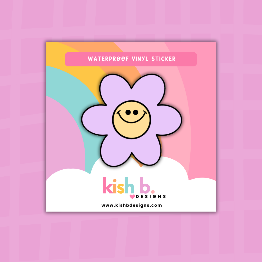 Happy Flower | Waterproof Vinyl |Sticker (ONLINE ORDER ONLY)