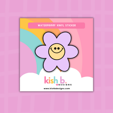 Happy Flower | Waterproof Vinyl |Sticker (ONLINE ORDER ONLY)