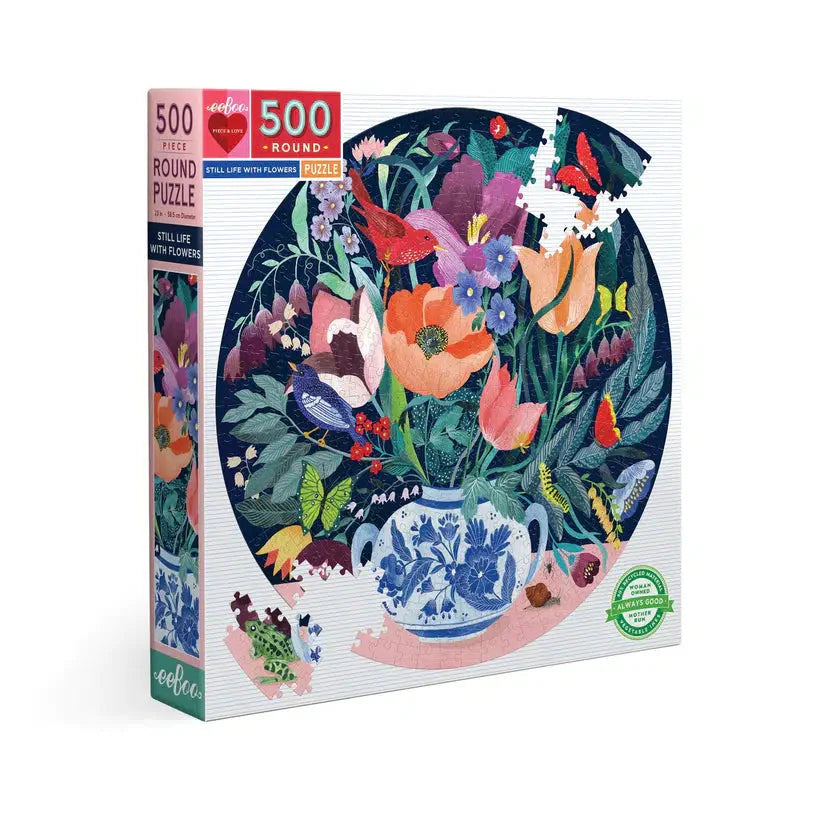 Still Life with Flowers 500 Piece Round Jigsaw Puzzle eeBoo (ONLINE ORDER ONLY)