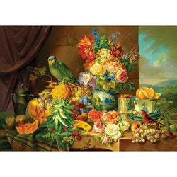 Still Life with Fruit Flowers & Parrot 1000 Piece Jigsaw Puzzle Enjoy (ONLINE ORDER ONLY)