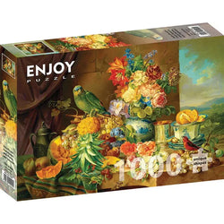 Still Life with Fruit Flowers & Parrot 1000 Piece Jigsaw Puzzle Enjoy (ONLINE ORDER ONLY)