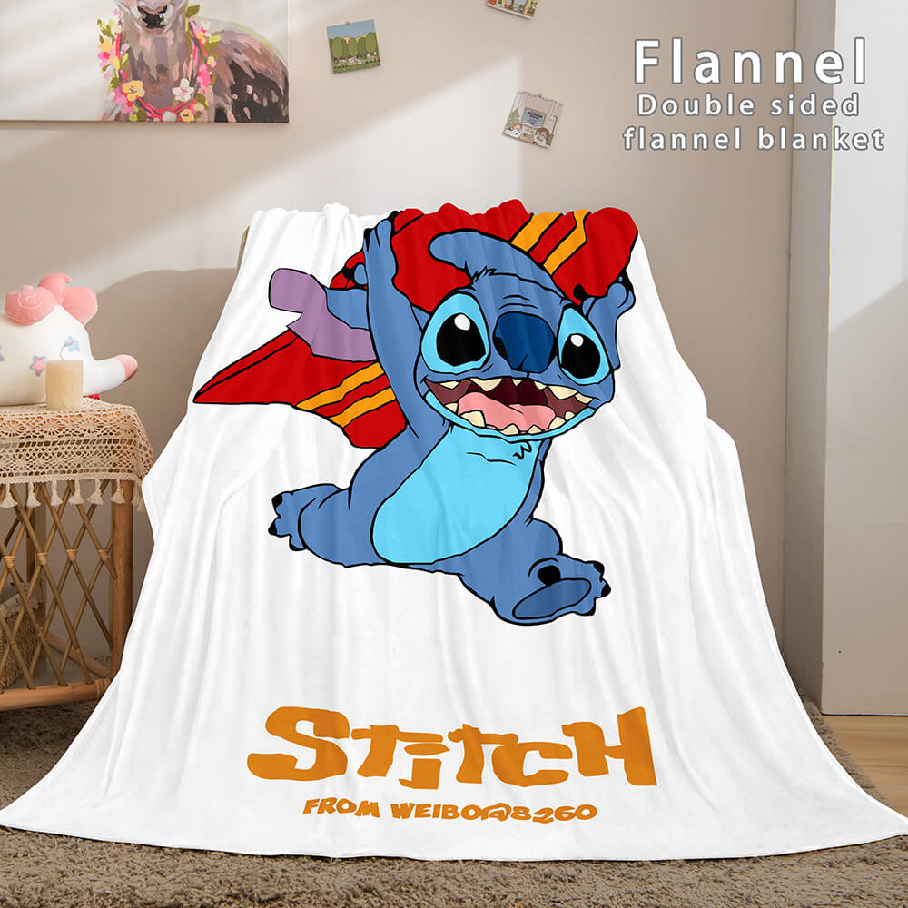 Stitch Flannel Blanket Warm Cozy Bed Blankets Soft Throw Blanket (Online Order Only)