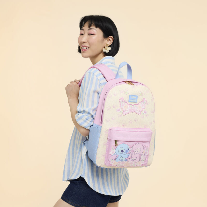 Disney Stitch & Angel All-Over Print Nylon Full-Size Backpack (Online Order Only)