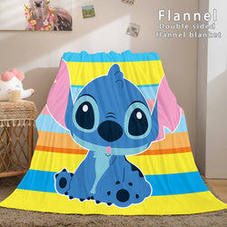 Stitch and Angel Flannel Blanket Cozy Bed Blankets Soft Throw Blanket (Online Order Only)