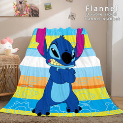 Stitch and Angel Flannel Blanket Cozy Bed Blankets Soft Throw Blanket (Online Order Only)