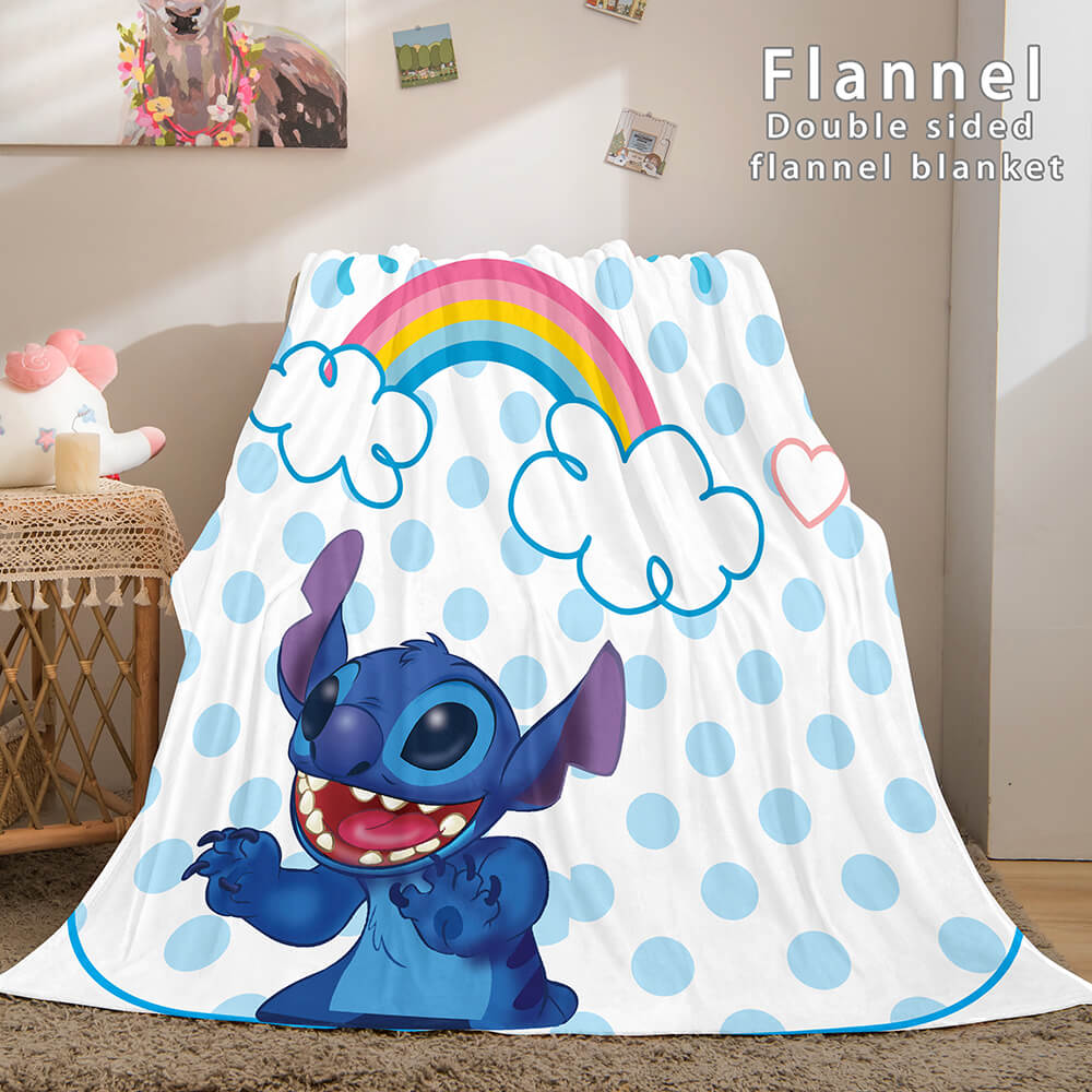 Stitch and Angel Flannel Blanket Cozy Bed Blankets Soft Throw Blanket (Online Order Only)