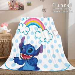 Stitch and Angel Flannel Blanket Cozy Bed Blankets Soft Throw Blanket (Online Order Only)