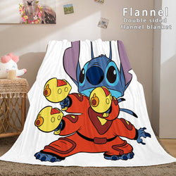 Stitch and Angel Flannel Blanket Cozy Bed Blankets Soft Throw Blanket (Online Order Only)