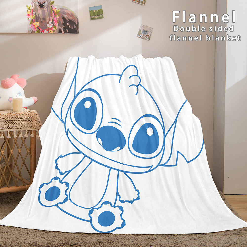 Stitch and Angel Flannel Blanket Cozy Bed Blankets Soft Throw Blanket (Online Order Only)