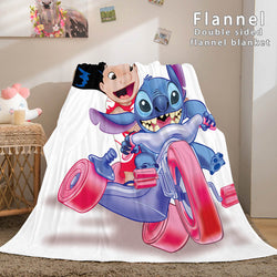 Stitch and Angel Flannel Blanket Cozy Bed Blankets Soft Throw Blanket (Online Order Only)