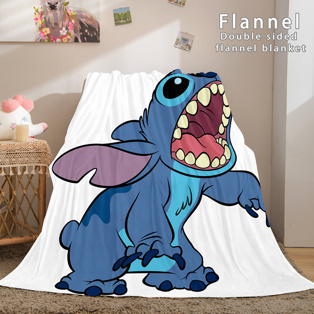 Stitch and Angel Flannel Blanket Cozy Bed Blankets Soft Throw Blanket (Online Order Only)