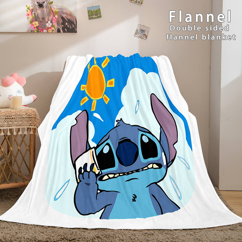 Stitch and Angel Flannel Blanket Cozy Bed Blankets Soft Throw Blanket (Online Order Only)