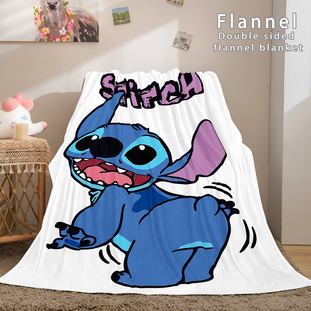 Stitch and Angel Flannel Blanket Cozy Bed Blankets Soft Throw Blanket (Online Order Only)