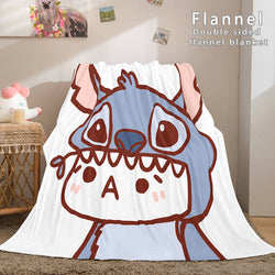 Stitch and Angel Flannel Blanket Cozy Bed Blankets Soft Throw Blanket (Online Order Only)