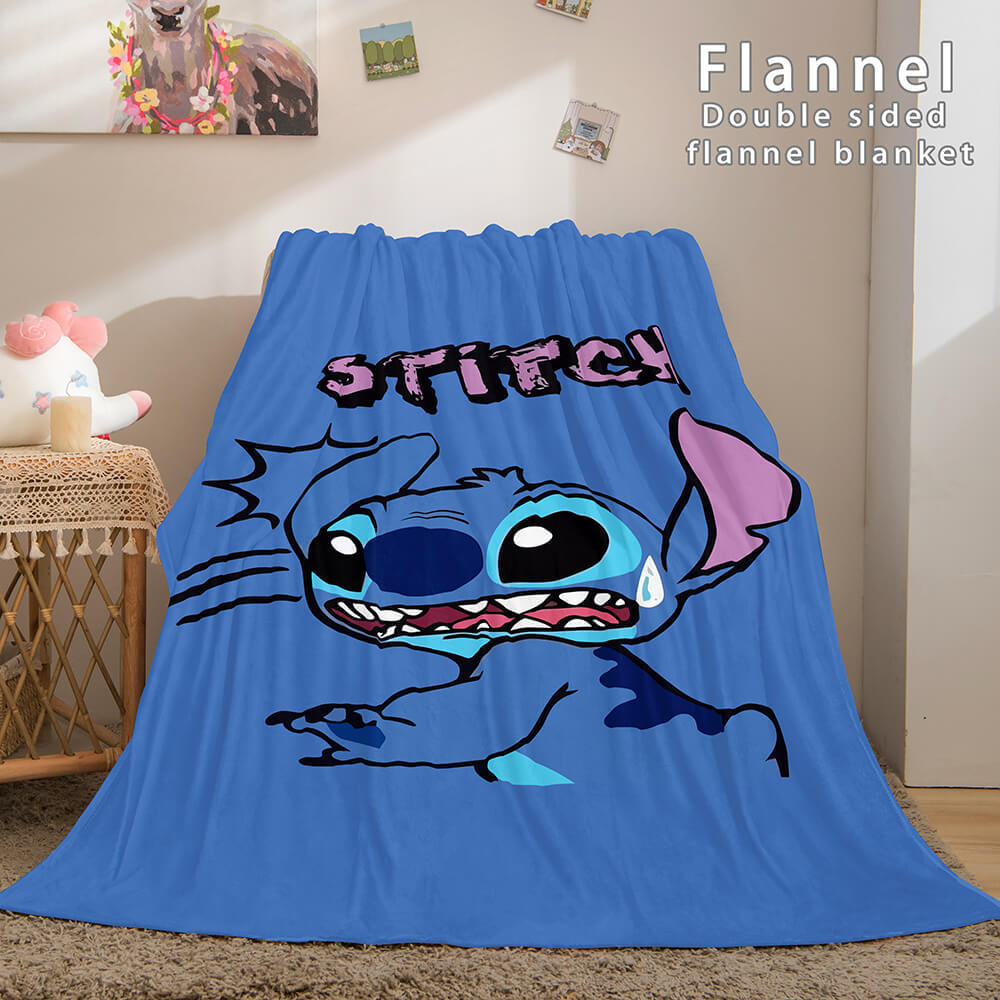 Stitch and Angel Flannel Blanket Cozy Bed Blankets Soft Throw Blanket (Online Order Only)