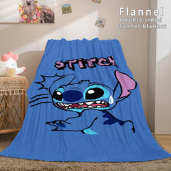 Stitch and Angel Flannel Blanket Cozy Bed Blankets Soft Throw Blanket (Online Order Only)