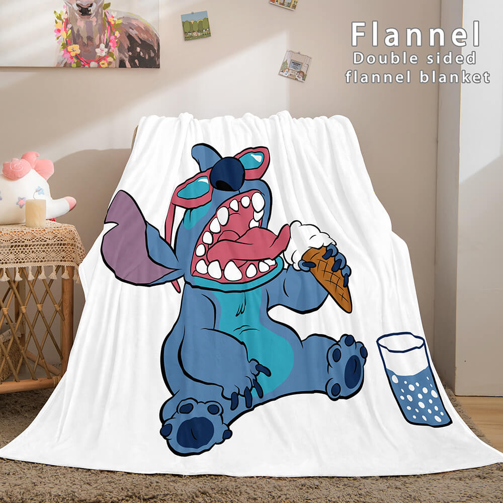 Stitch and Angel Flannel Blanket Cozy Bed Blankets Soft Throw Blanket (Online Order Only)