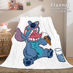 Stitch and Angel Flannel Blanket Cozy Bed Blankets Soft Throw Blanket (Online Order Only)