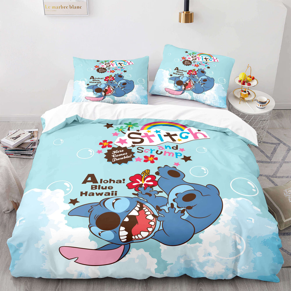 Stitch and Scrump Bedding Set Cosplay Quilt Duvet Cover Bed Sets (Online Order Only)