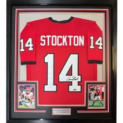 Framed Facsimile Autographed Gunner Stockton 35x39 Georgia Red Reprint Laser Auto College Football Jersey (ONLINE ORDER ONLY)