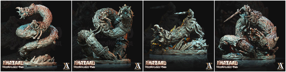3D Printed Archvillain Games Khazaad Steelbreaker Clan - Stone Worm with Rider 28mm 32mm D&D (Online Only)