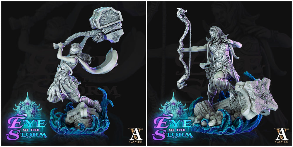 3D Printed Archvillain Games Eye of the Storm - Storm Giant Battlemaidens 28mm 32mm D&D (Online Only)