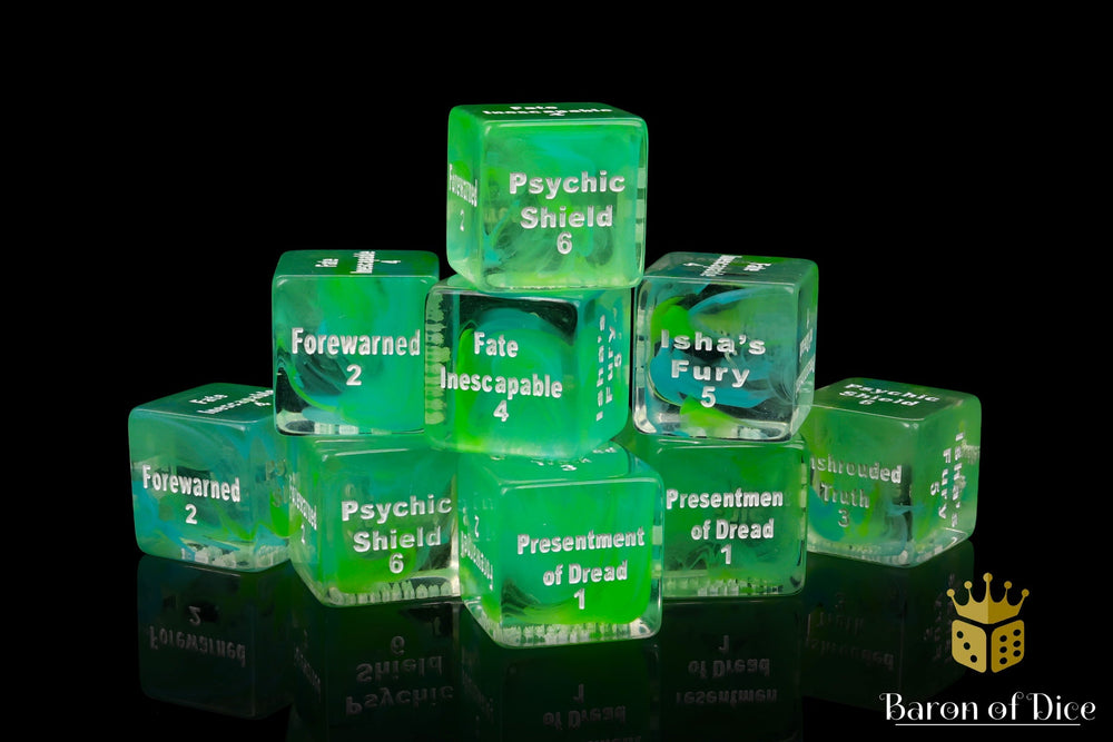 Strands of Fate Dice - 10th Edition - Green (ONLINE ORDER ONLY)