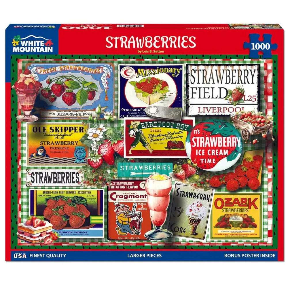Strawberries 1000 Piece Jigsaw Puzzle White Mountain (ONLINE ORDER ONLY)