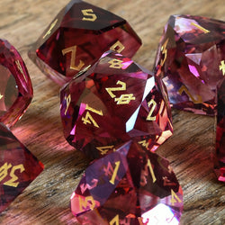 Pre-Order || Strawberry Multifaceted Glass Dice Set