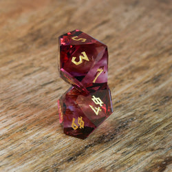 Pre-Order || Strawberry Multifaceted Glass Dice Set