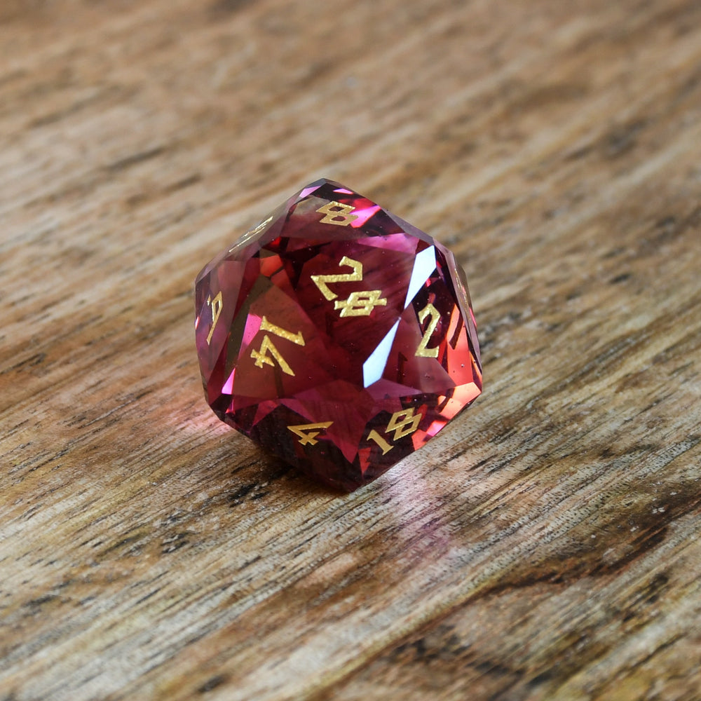 Pre-Order || Strawberry Multifaceted Glass Dice Set