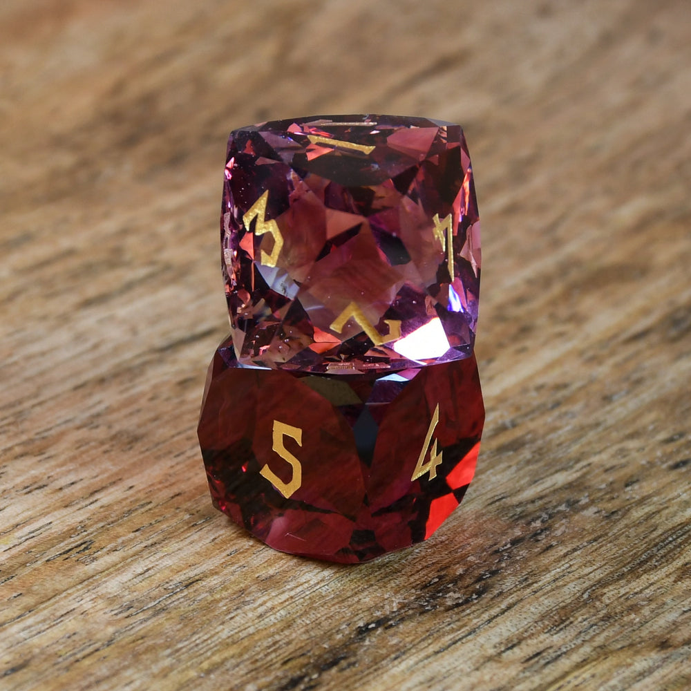 Pre-Order || Strawberry Multifaceted Glass Dice Set