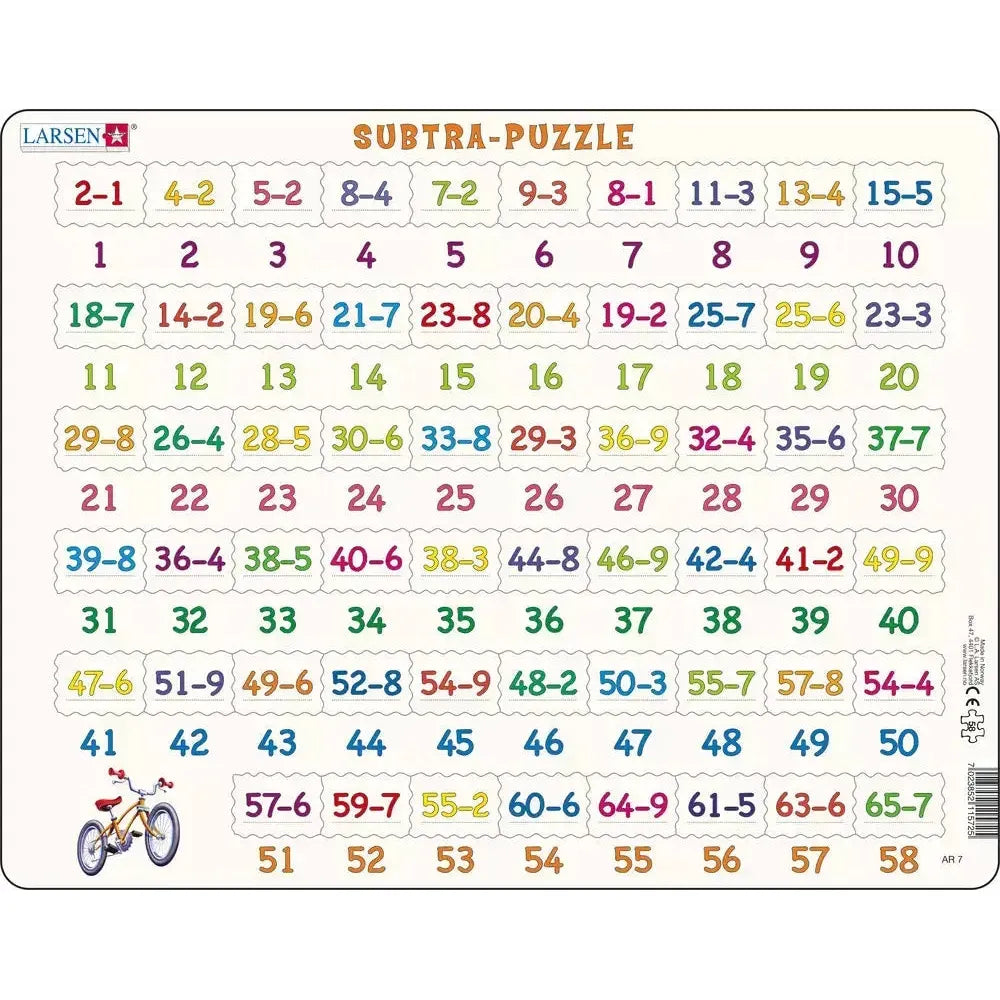 Subtraction Math 58 Piece Tray Jigsaw Puzzle Larsen