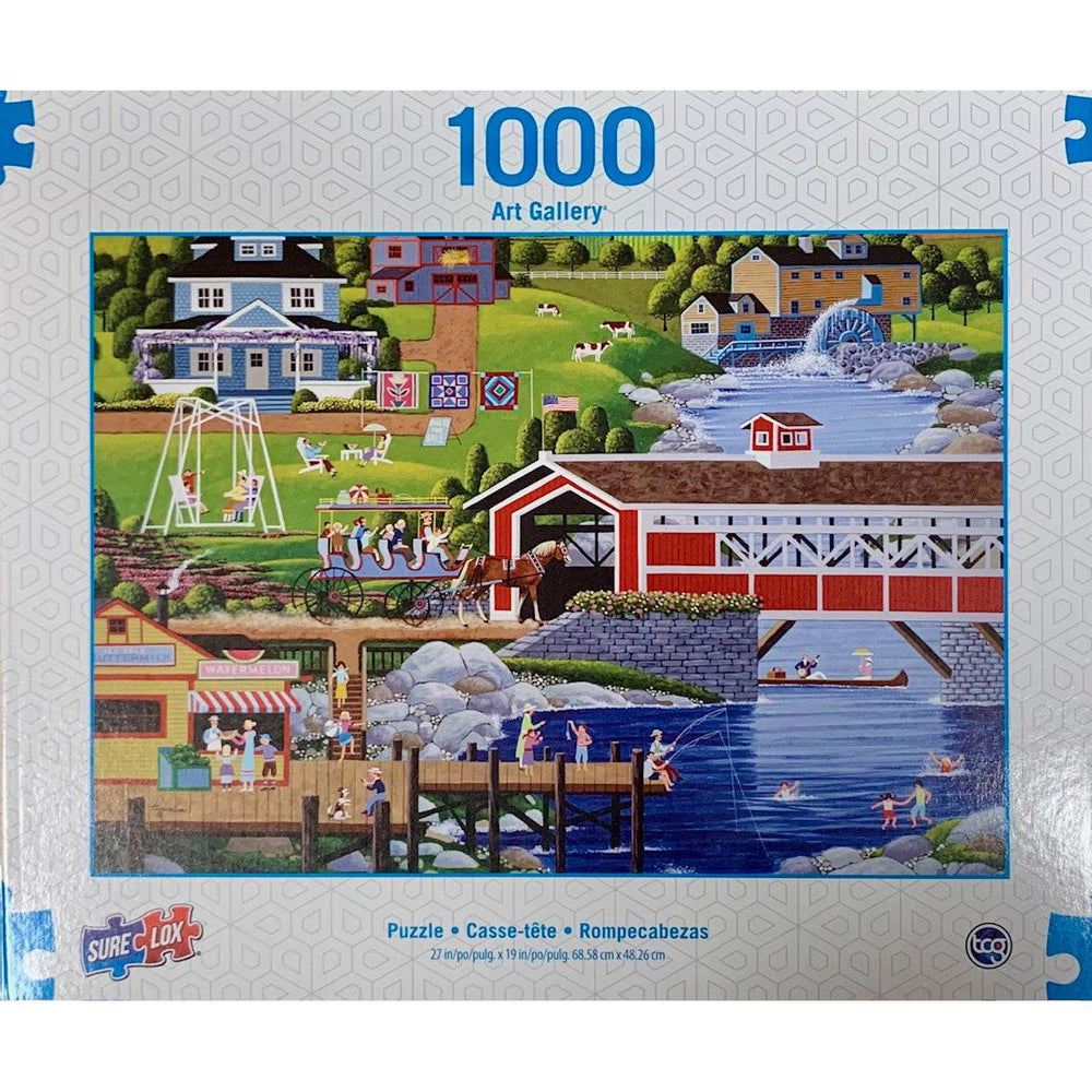 Sunday at the Covered Bridge Art Gallery 1000 Piece Jigsaw Puzzle Sure Lox (ONLINE ORDER ONLY)