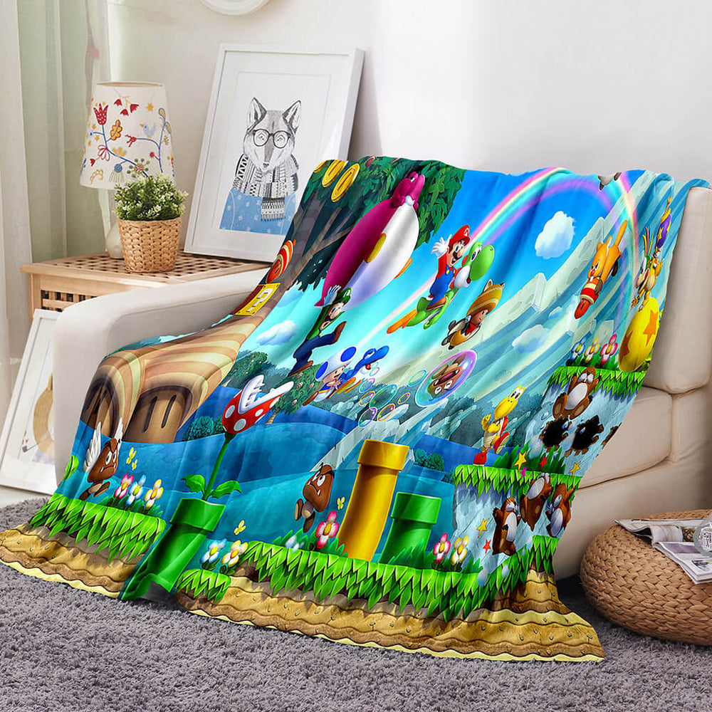 Super Mario Blanket Flannel Throw Room Decoration (Online Order Only)