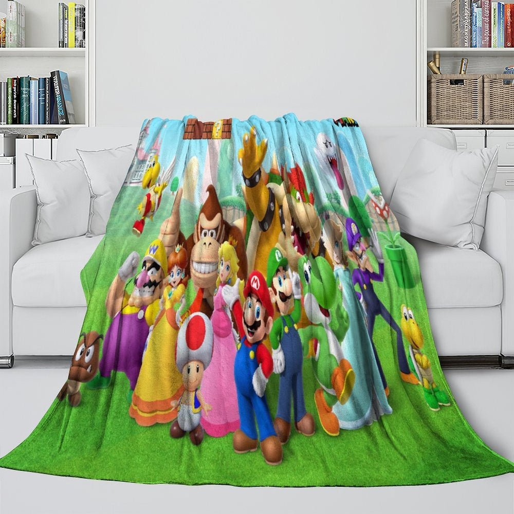 Super Mario Pattern Blanket Flannel Throw Kids Room Decoration (ONLINE ORDER ONLY)