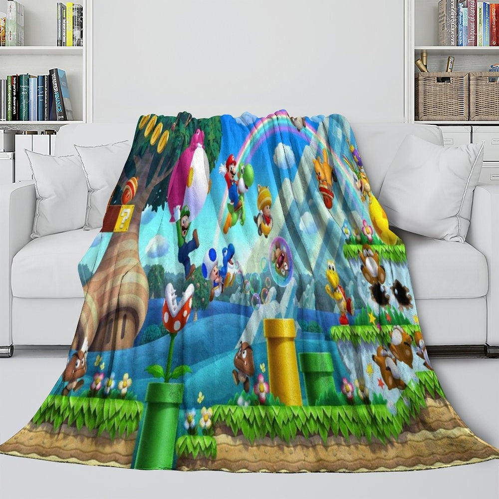 Super Mario Pattern Blanket Flannel Throw Kids Room Decoration (ONLINE ORDER ONLY)