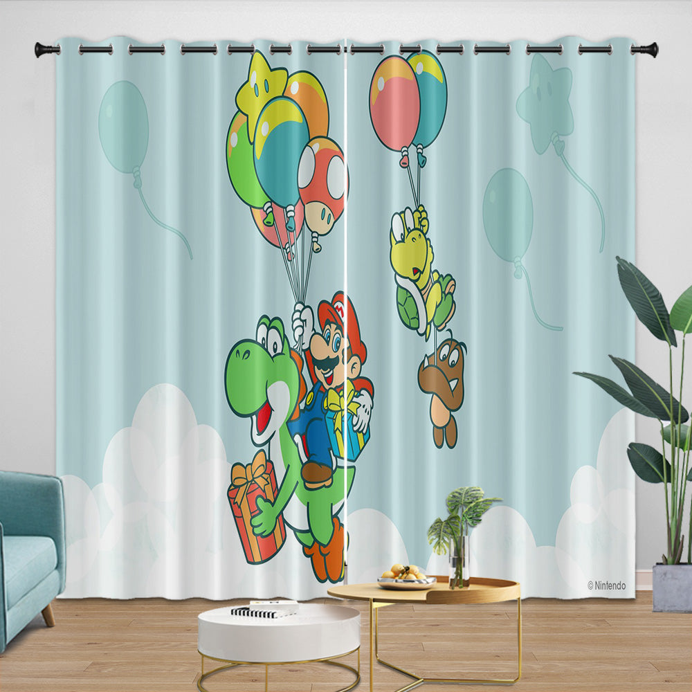 Super Mario Pattern Curtains Blackout Kids Room Window Drapes (ONLINE ORDER ONLY)