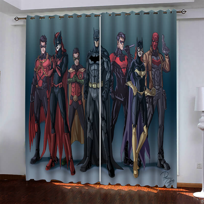 Superhero Batman Pattern Curtains Blackout Window Drapes (Online Order Only)