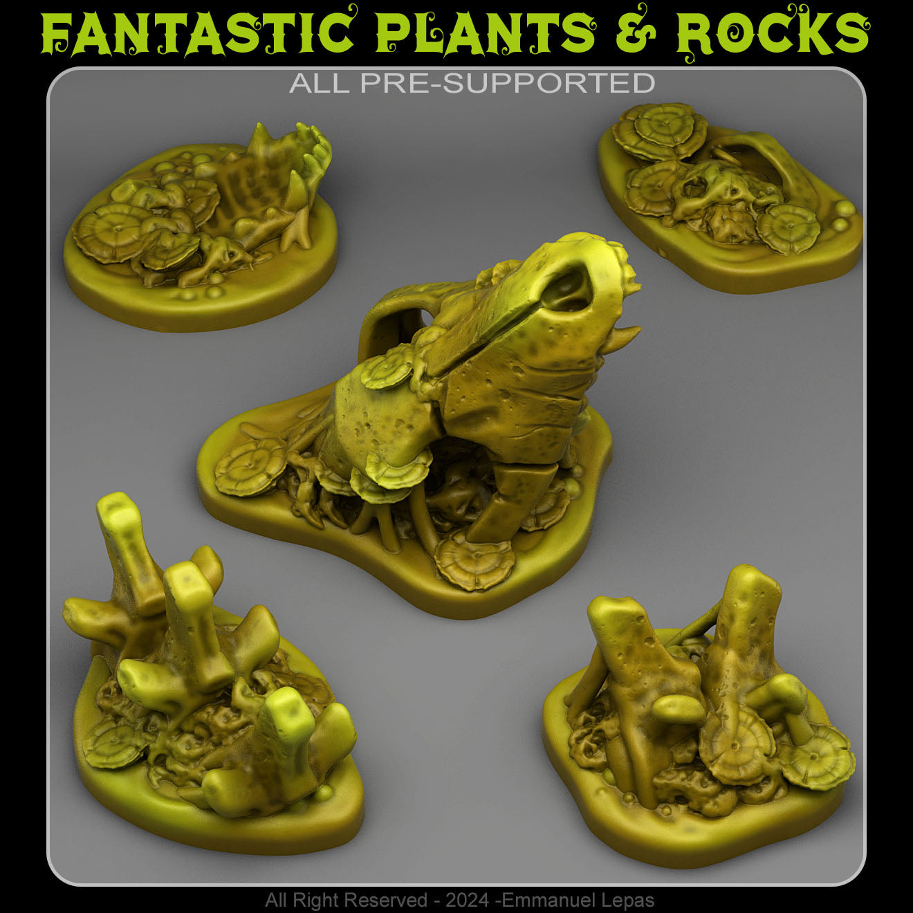 3D Printed Fantastic Plants and Rocks Swamp Monster Bones 28mm - 32mm D&D Wargaming (Online Only)