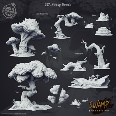 3D Printed Cast n Play Swamp Terrain Swamp Collection 28mm 32mm D&D (Online Only)