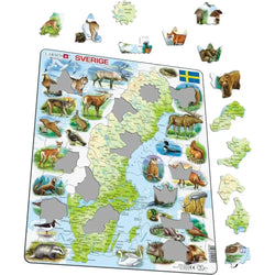 Sweden Map & Animals 71 Piece Tray Jigsaw Puzzle Larsen
