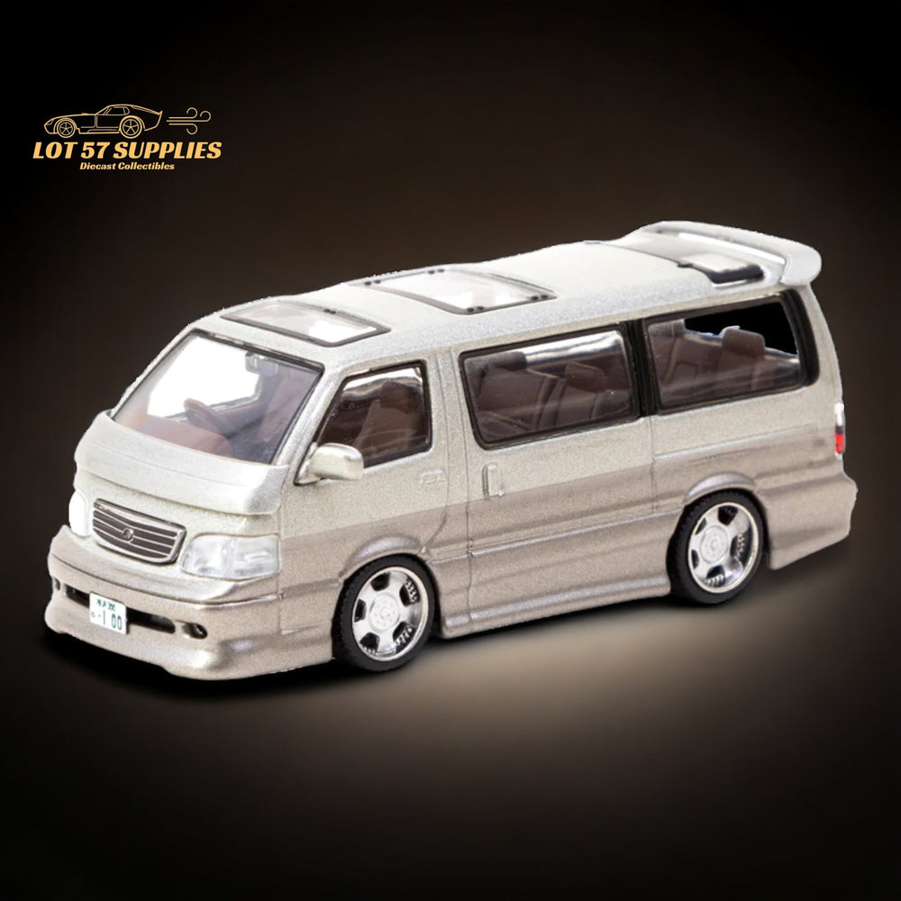 Tarmac Works Toyota Hiace Wagon Custom in Silver/Brown 1:64 (ONLINE ORDER ONLY)