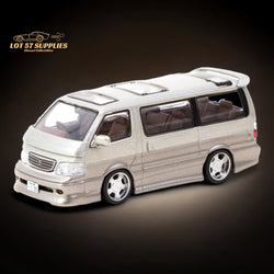Tarmac Works Toyota Hiace Wagon Custom in Silver/Brown 1:64 (ONLINE ORDER ONLY)